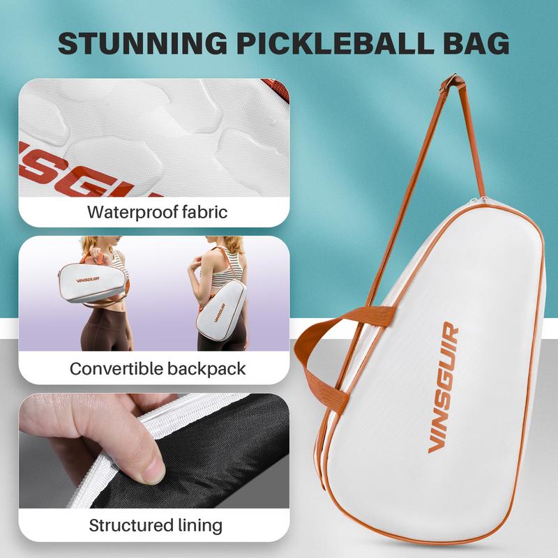 VINSGUIR Lightweight Pickleball Paddle Set, Melted Marshmallow - 2 Paddles Rackets + 2 Pickleballs + 1 Carry Bag, USAPA Approved