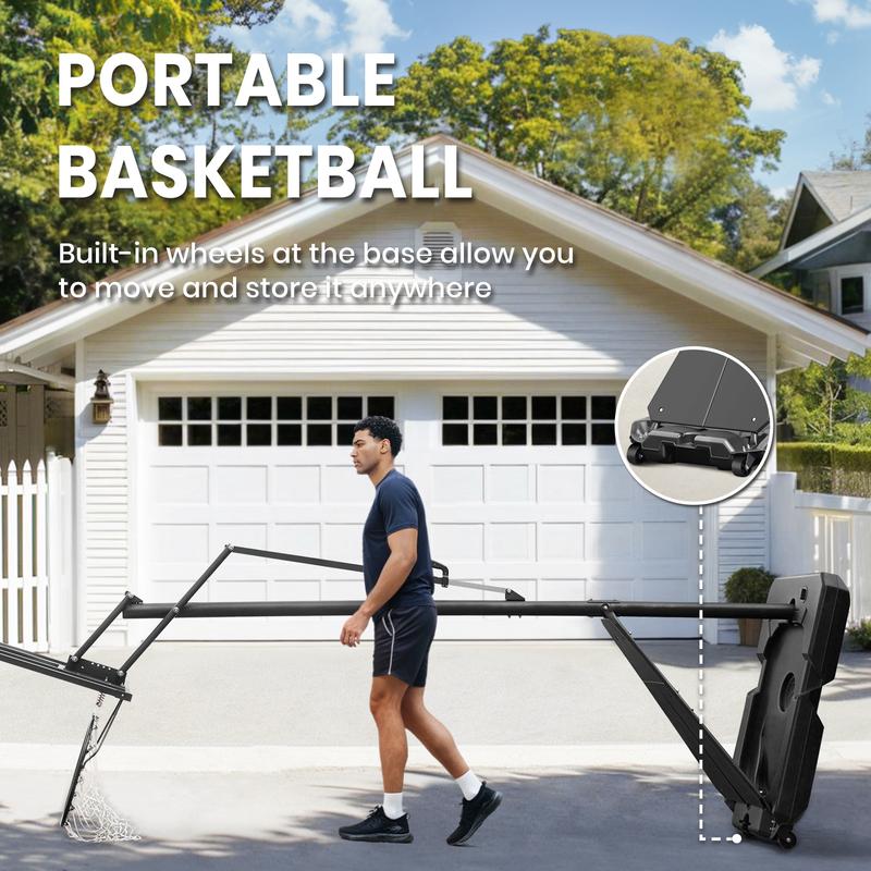 Seray Basketball Hoop Outdoor System with 44 Inch Shatterproof Backboard, 4.8FT-10FT Height Adjustable Pool Basketball Goal System for Youth Teens Adults Indoor Outdoor portable basketballhoop