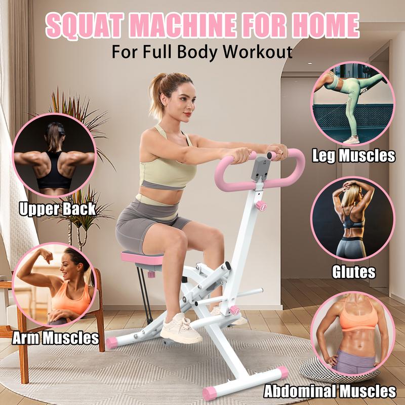 Squat Machine for Home,Rodeo Core Exercise Machine，250lbs Foldable,Adjustable 4 Resistance Bands,Ride & Rowing Machine for Botty Glutes Butt Thighs,Ab Back Leg Press Hip Thrust…