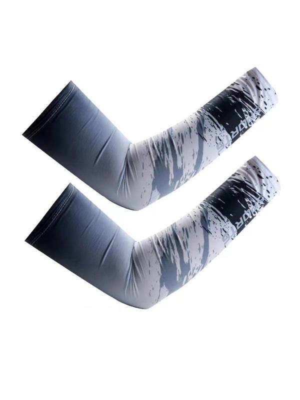 Unisex's Ombre & Letter Print Sports Arm Sleeves, Sporty Breathable & Sweat Absorbing Arm Sleeves, Sports Arm Sleeves for Outdoor Cycling Running