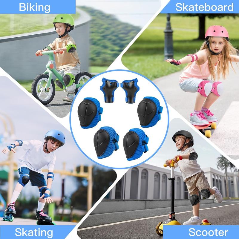 WayEeea 6PCS Kids Protective Gear Set, Knee Pads for Kids 3-10 Years Old, Toddler Knee Pads and Elbow Pads, Wrist Guards Set, Skating Cycling Bike Rollerblading Scooter, Upgraded & Durable Material