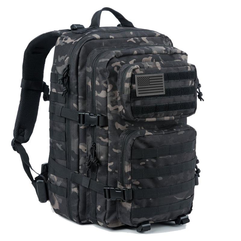 Large Capacity Military Tactical Backpack: Army 3-Day Assault Pack Molle Sports Bags Backpacks for Outdoor Activities With USA Flag Patch