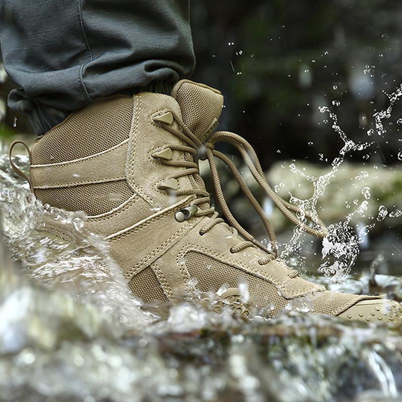 FREE SOLDIER Hiking Work Boots Men's Tactical Boots Lightweight Boots Breathable Desert Boots