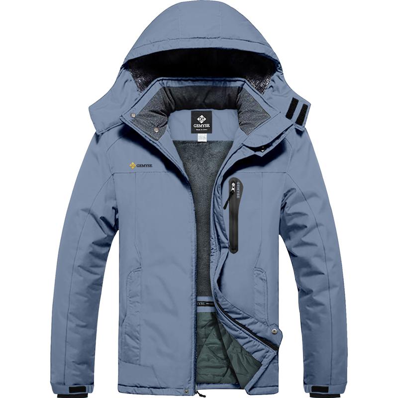 GEMYSE Men's Mountain Waterproof Ski Snow Jacket Winter Windproof Rain Jacket extreme cold weather jacket fleece lining Men's Waterproof Men's Water-Resistant solid thermal christmas giftideas christmasgift TikTokShopBlackFriday