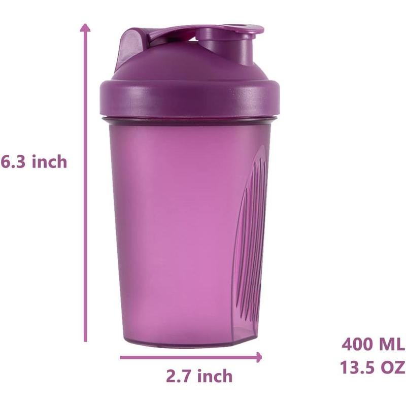 Shaker Bottle Protein Shakes and 16-Ounce 400ML Shaker Bottle with Whisk Balls,Non-BPA plastic(Blue+Purple(2PCS))