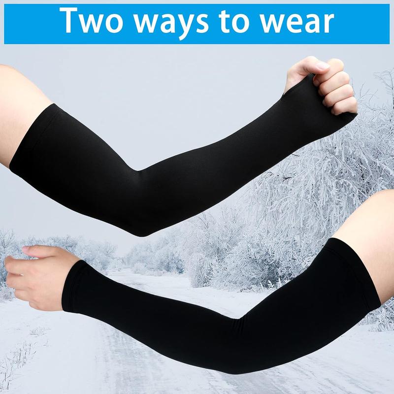 2 Pairs Arm Sleeves Warmer Cycling Thermal Arm Warmer Arm Sleeves Arm Winter Cover with Thumb Holes for Men Women