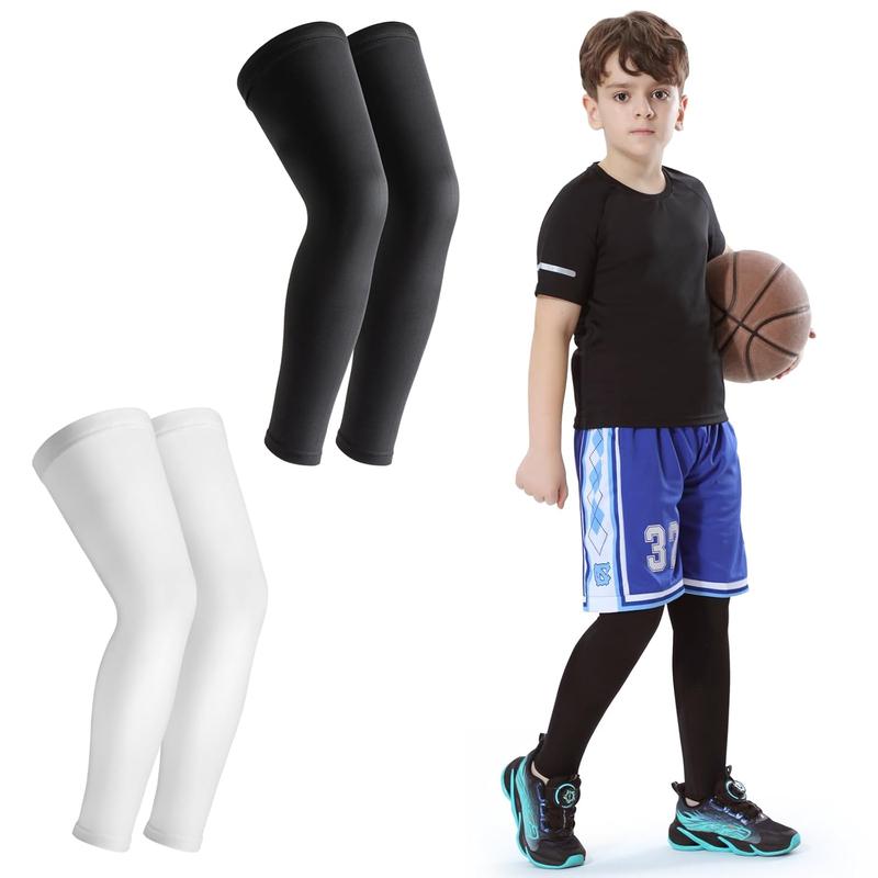 Leg Sleeve 2 Pairs, Long  Leg Sleeve for Youth Boy Girl Basketball Soccer Football