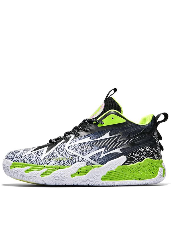 Men's Fashionable Letter & Striped Pattern Lace Up Basketball Shoes, Casual Comfortable Breathable Sports Shoes, Non-slip Wear-resistant Basketball Shoes