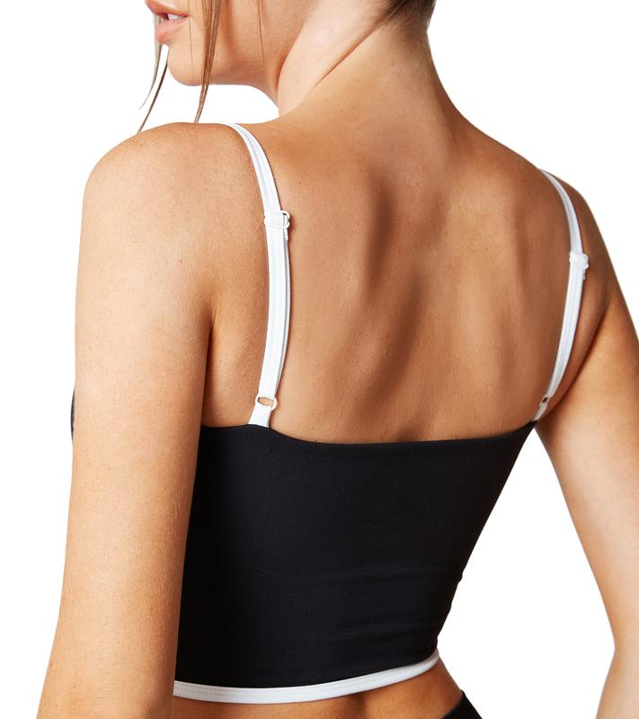 Padded Sports Bra Sleeveless Spaghetti Strap Square Neck Yoga Bra