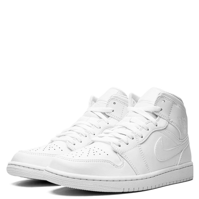 Nike Air Jordan 1 Mid Triple White 554724-136 Mens Fashion Sneakers New