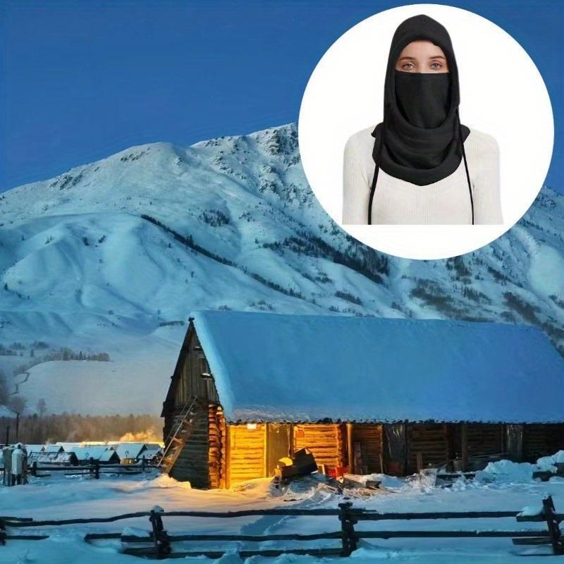 Solid Color Windproof Ski Mask, Outdoor Sports Warm Hooded Scarf, Neck Warmer with Hood, Face Mask for Cycling, Skiing, Snowboarding, Camping, Hiking, Christmas Gift