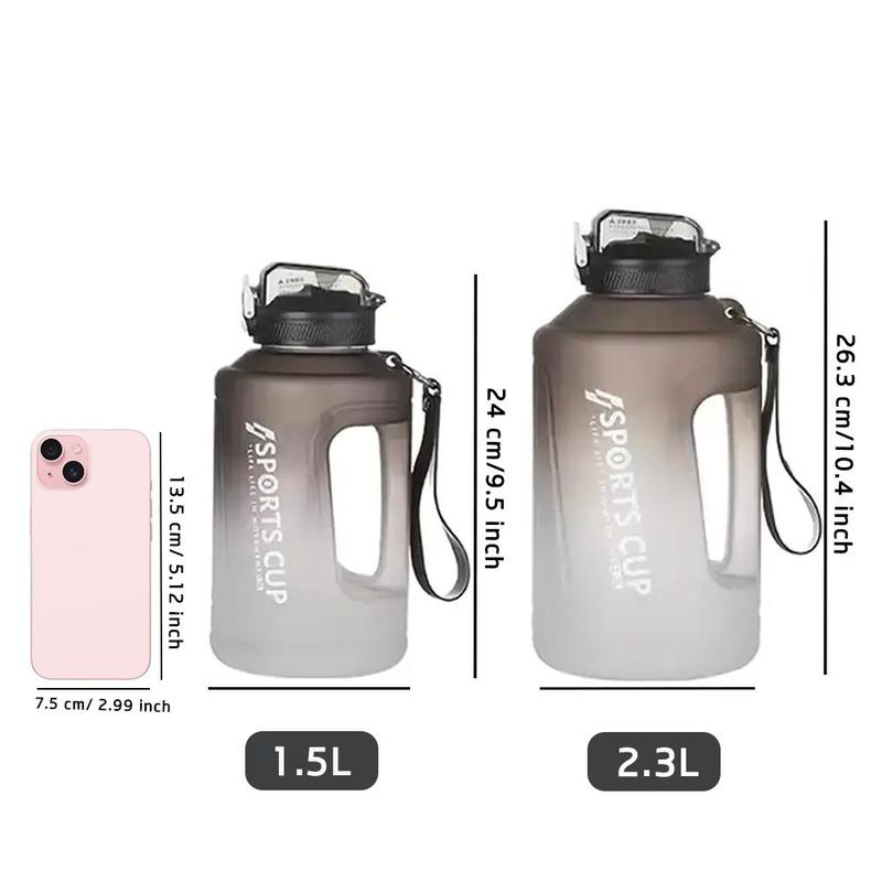 Sports Water Bottle, Large Capacity Sports Drinking Cup with Straw, Washable Reusable Tumbler, Portable Bottled Plastic Water Mug, Outdoor Drinkware (1500ml 2300ml), Pink Water Bottle Girl