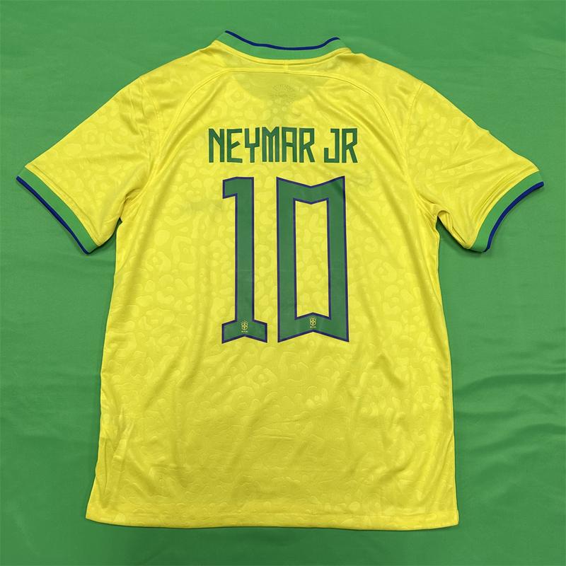 Nike 2022 World Cup Brazil Fan Edition Home Short Sleeve Neymar JR Soccer Jerseys