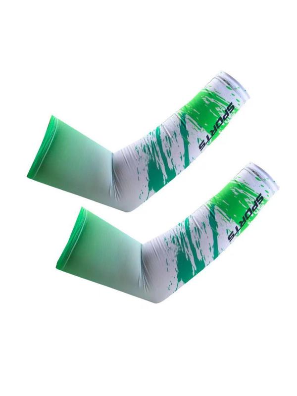 Unisex's Ombre & Letter Print Sports Arm Sleeves, Sporty Breathable & Sweat Absorbing Arm Sleeves, Sports Arm Sleeves for Outdoor Cycling Running