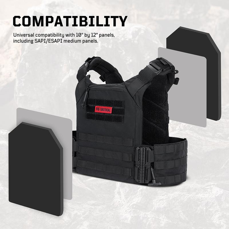 1TG TACTICAL FYR Vest, Quick Release Vest Adult Adjustable MOLLE Vest with 32-45 inch Removable Cummerbund