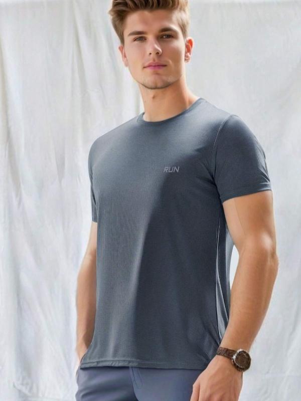 Men Quick Dry Sports T-Shirt, Fashionable Casual Fitness Gym Workout Clothes Suit