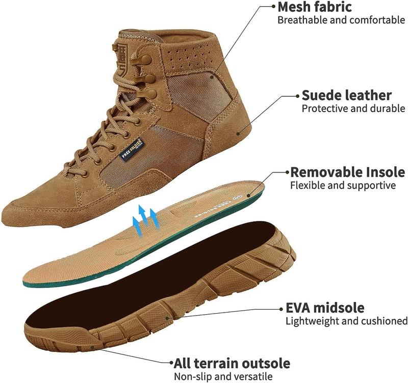 FREE SOLDIER Hiking Work Boots Men's Tactical Boots Lightweight Boots Breathable Desert Boots