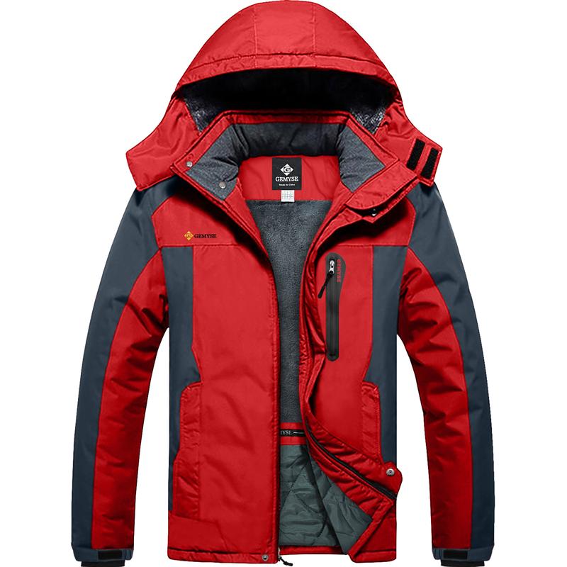 GEMYSE Men's Mountain Waterproof Ski Snow Jacket Winter Windproof Rain Jacket extreme cold weather jacket fleece lining Men's Waterproof Men's Water-Resistant solid thermal christmas giftideas christmasgift TikTokShopBlackFriday