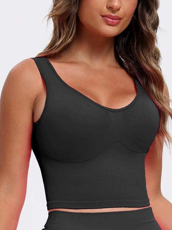 Women's Solid Ruched Sports Vest, Casual Sleeveless Sweetheart Neck Sports Top for Yoga Gym, Summer Clothes, Ladies Sportswear for All Seasons