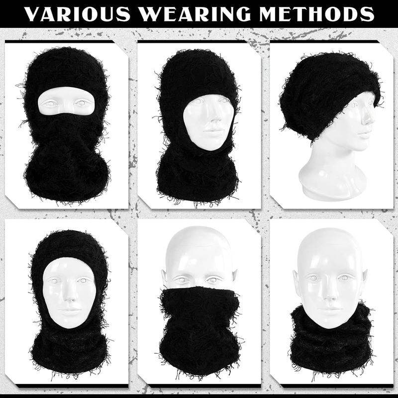 3 count Distressed Balaclava Full Face Ski Mask Cool Knitted Balaclava Windproof Ski Mask for Men Women Cold Weather