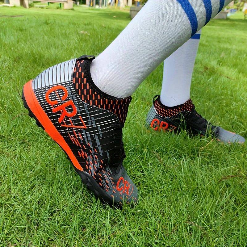 Unisex Lawn Soccer Shoes, Professional Outdoor Non-Slip Breathable Lace up TF Soccer Shoes