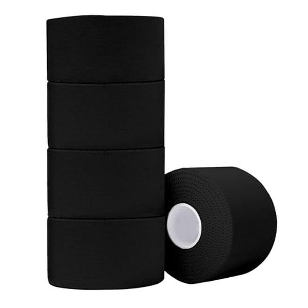 (5 Pack) Black Athletic Tape,Sports Tape Strong Stick No Sticky Residue for Hockey Climbing Sports Medical Splints (Black,1.5 Inches)