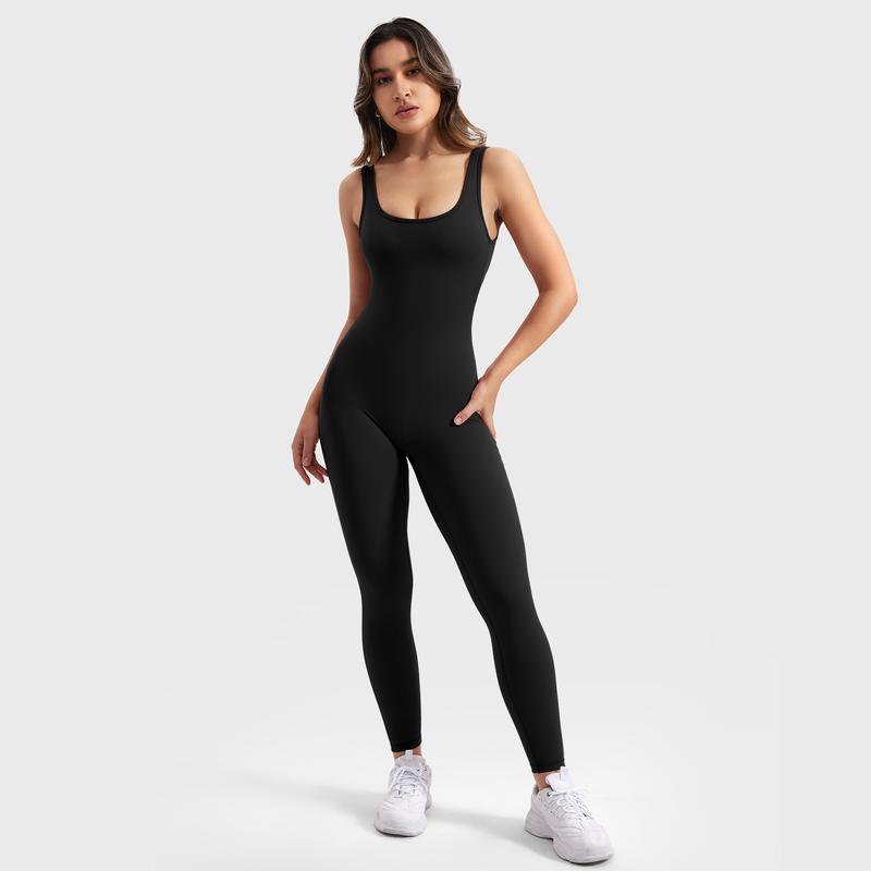 YEOREO Sleeveless Jumpsuits for Women Sexy Backless Gym Bodycon Lizvette V Back Scrunch Butt Rompers