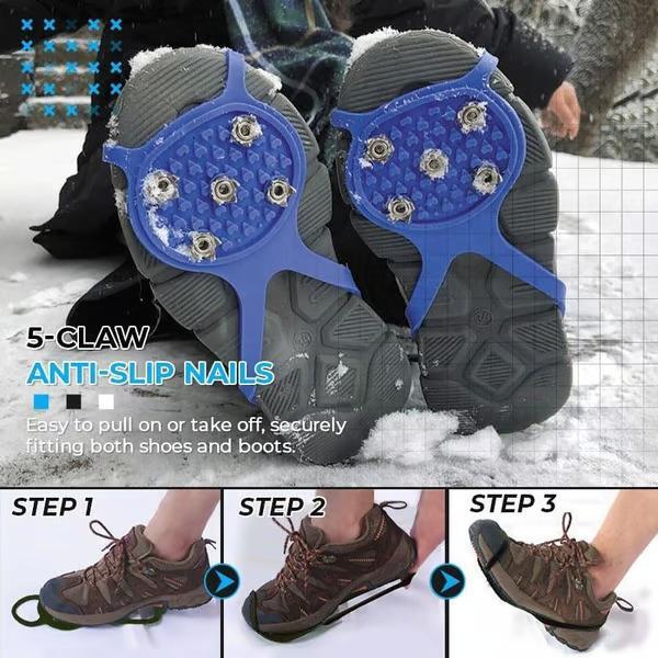 Anti-Slip Ice Cleats – Universal Gripper Spikes for Snow & Ice with 5 Steel Studs, Winter Traction Crampons for Men & Women