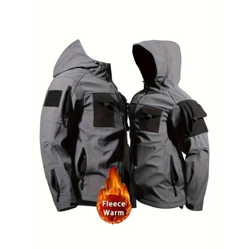 Men's Tactical Gear Set - Durable Hooded Jacket & Pants with Multiple Pockets, Waterproof Fleece-Lined for Warmth, Perfect for Outdoor Activities