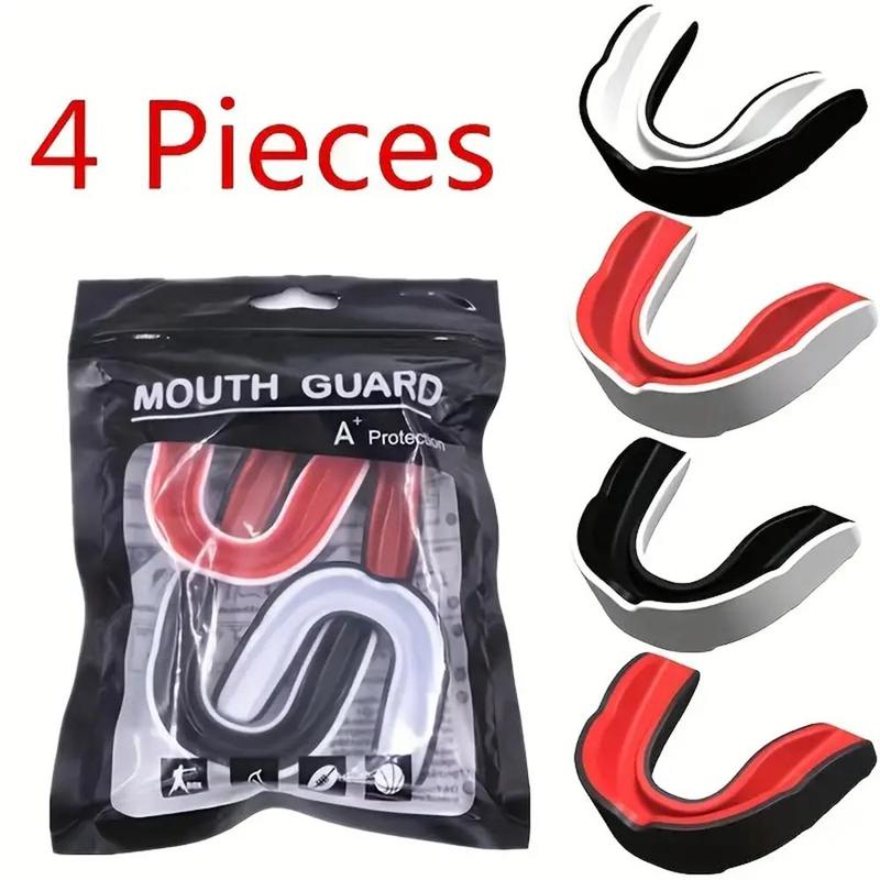 Sports Mouthguard, 4 Counts set Comfortable Non-slip Shock Absorption Mouth Guard for Boxing, Mma, Football, Basketball, Double Mouthguard, Christmas Gift