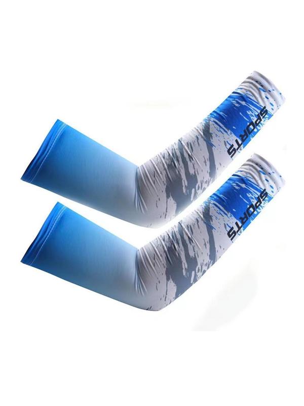 Unisex's Ombre & Letter Print Sports Arm Sleeves, Sporty Breathable & Sweat Absorbing Arm Sleeves, Sports Arm Sleeves for Outdoor Cycling Running