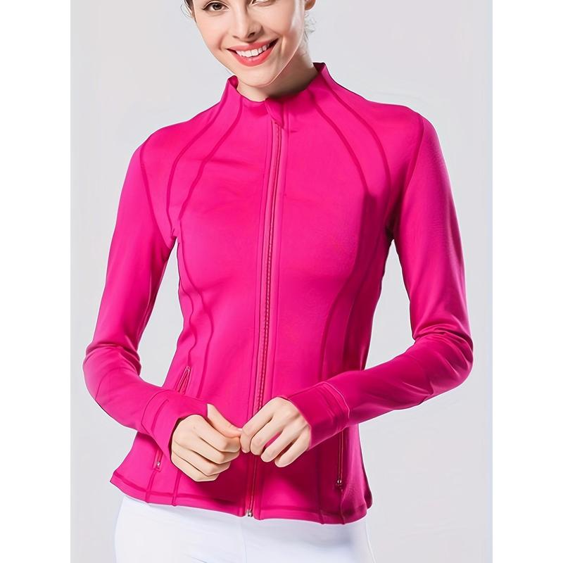 sport jacketWomen's Yoga Jacket Workout Sport Coat Fitness Jacket Sport Quick Dry Activewear Top Solid Zip Up Sweatshirt Sportwear