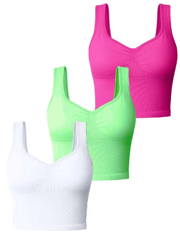 Women's Solid Ruched Sports Vest, Casual Sleeveless Sweetheart Neck Sports Top for Yoga Gym, Summer Clothes, Ladies Sportswear for All Seasons