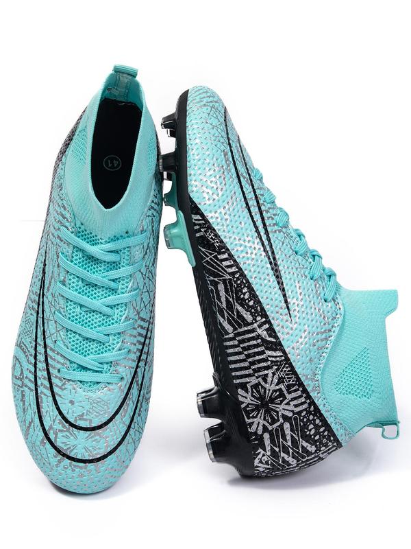 Men's All Over Print Sports Football Shoes, Lace Up Soccer Shoes, Football Cleats, Outdoor Sports Shoes for Men, Professional Training Shoes