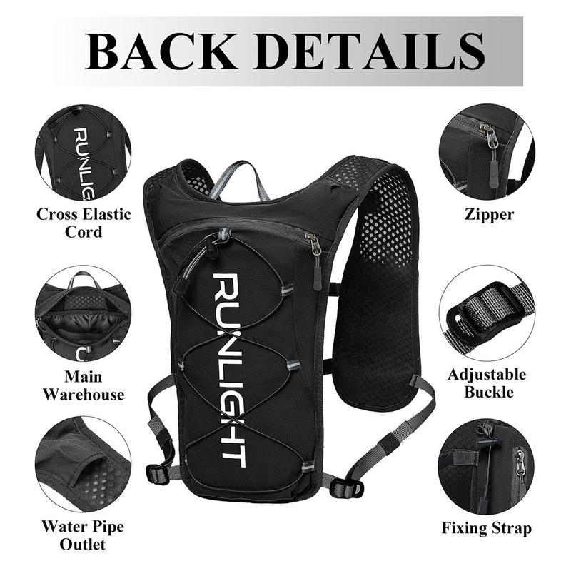 Sporty Unisex Letter Print Hydration Backpack with 1.5L Watter Bladder Bag, Lightweight Zipper Running Vest Backpack, Sports Backpack for Hiking, Trail, Skiing, Camping, Cycling, Race, Marathon