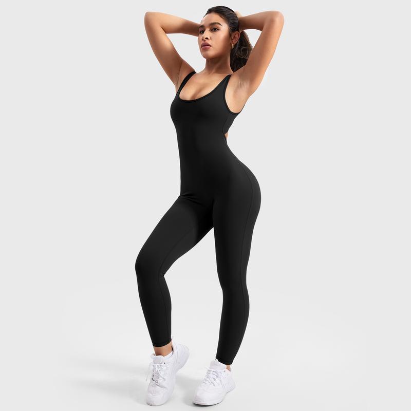 YEOREO Sleeveless Jumpsuits for Women Sexy Backless Gym Bodycon Lizvette V Back Scrunch Butt Rompers