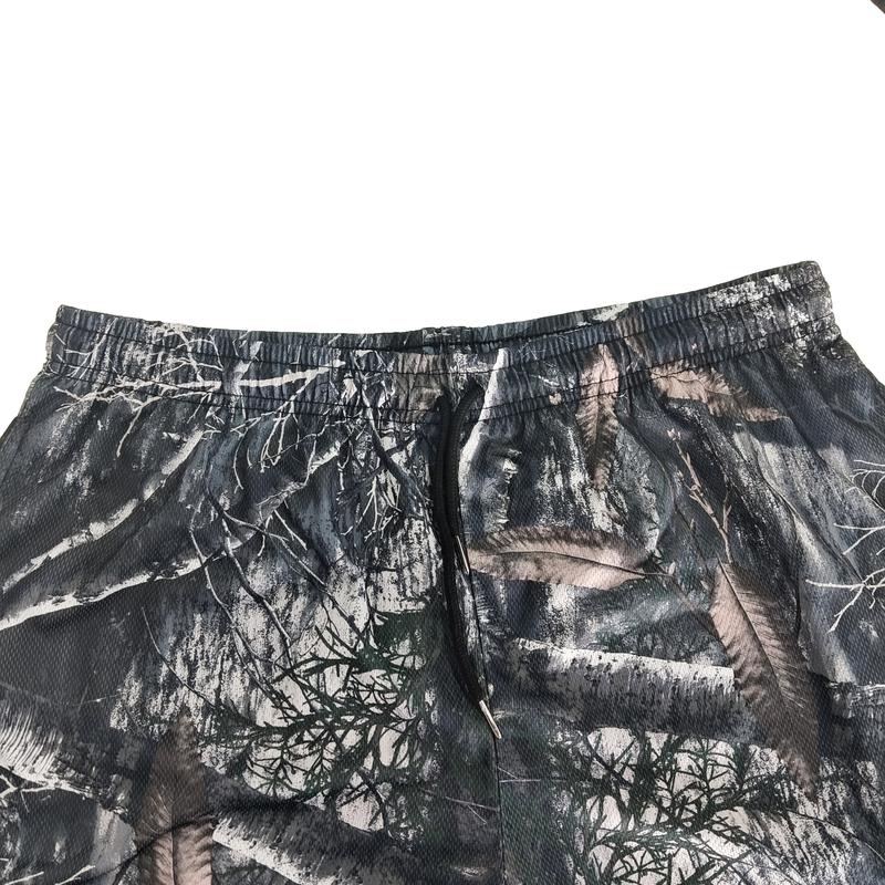 Men's Camouflage Shorts, High Waist Muscle Fitness Quarter Pants, Breathable Mesh Fabric, Stylish Polyester Tropical Trouser Menswear Sports