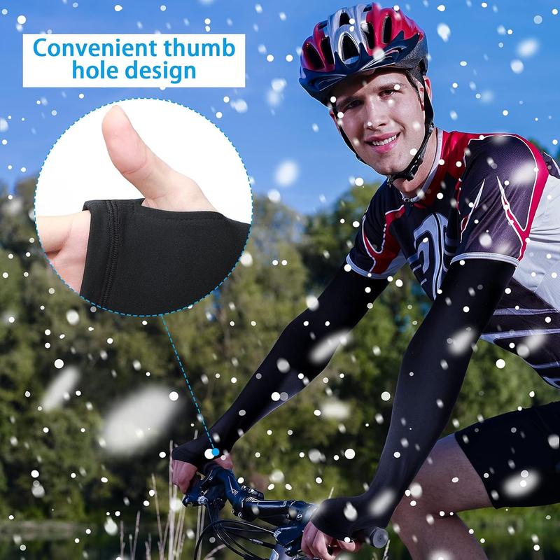 2 Pairs Arm Sleeves Warmer Cycling Thermal Arm Warmer Arm Sleeves Arm Winter Cover with Thumb Holes for Men Women