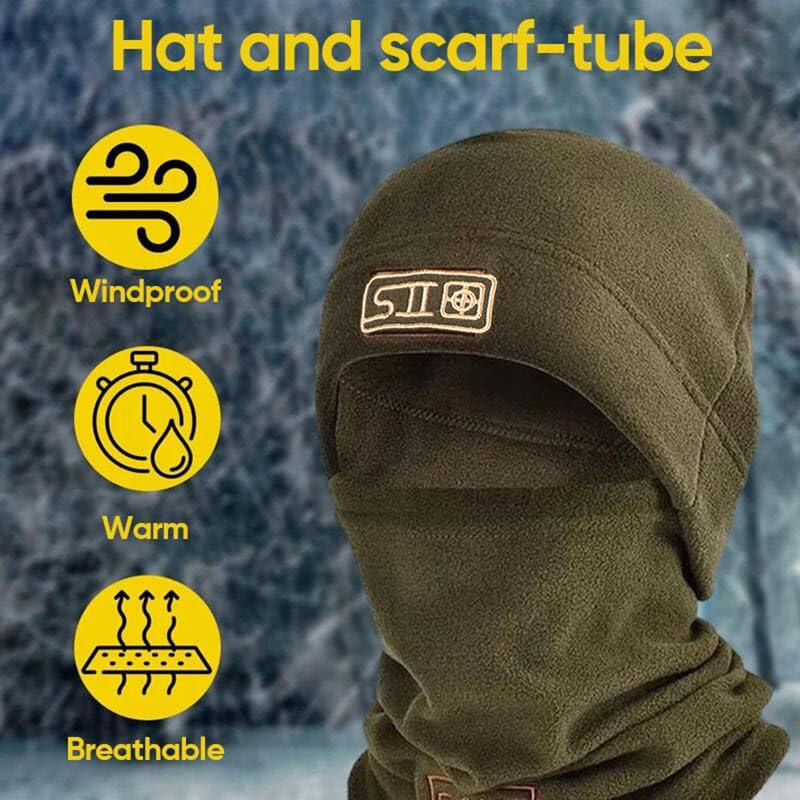 Men Polar Fleece Balaclava Hood Face Mask and Hat Set Winter Thermal Hat Face Mask Ski Mask Neck Warmer for Cold Weather