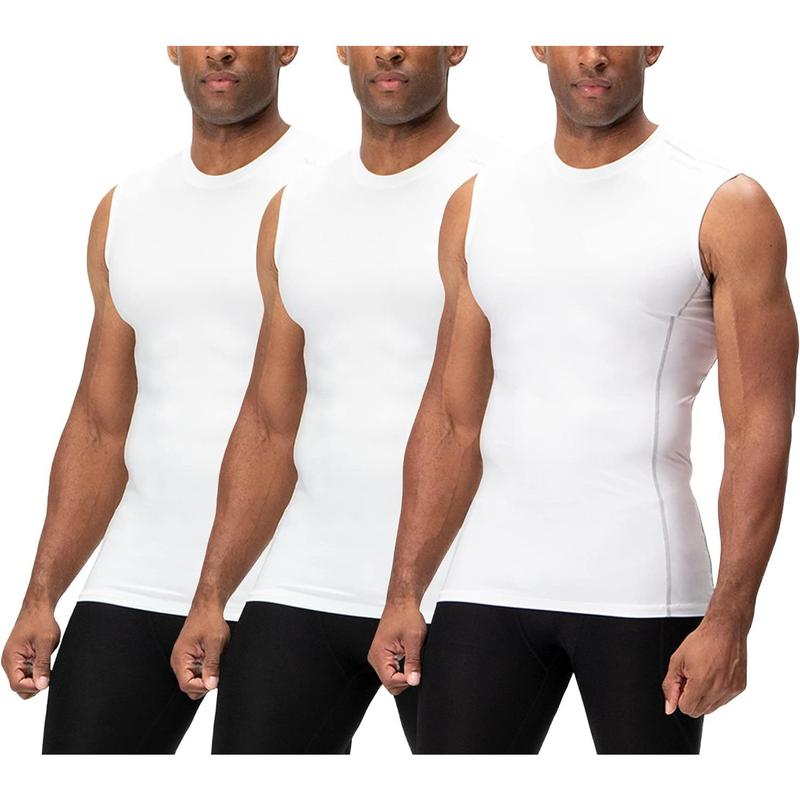 3 Pack Men's Athletic Compression Shirts Sleeveless