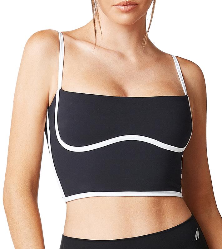 Padded Sports Bra Sleeveless Spaghetti Strap Square Neck Yoga Bra