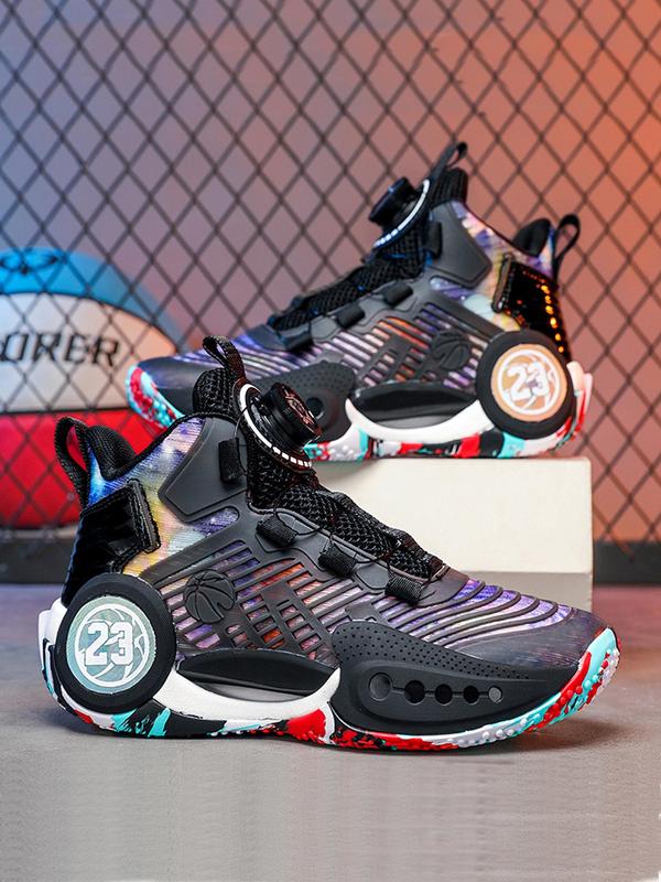 Fashion High Top Basketball Shoes, Colorblock Slip-on Sneakers, Suitable for Summer Outdoor Sports & Fitness