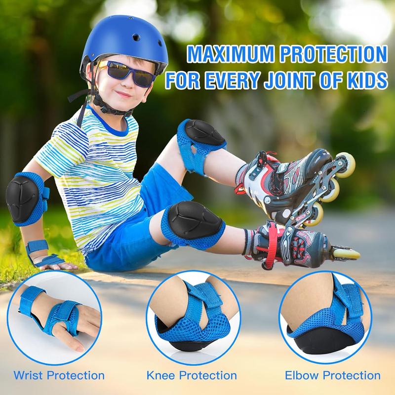 WayEeea 6PCS Kids Protective Gear Set, Knee Pads for Kids 3-10 Years Old, Toddler Knee Pads and Elbow Pads, Wrist Guards Set, Skating Cycling Bike Rollerblading Scooter, Upgraded & Durable Material