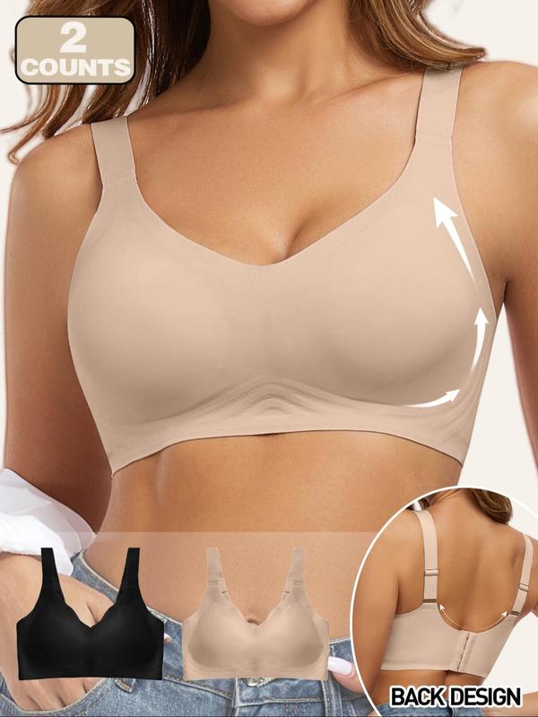 Sporty Women's Solid Color Wireless Sports Bra, Breathable Comfortable Detachable Chest Pads Sports Lingerie Top, Ladies Sportswear for Indoor Outdoor Wear