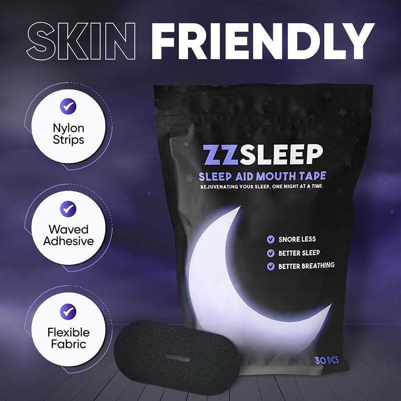 ZZSleep Tape - Mouth Tape (30 Strips) for Snore Prevention, Improved Respiratory Efficiency & Restful, Comfortable Sleep