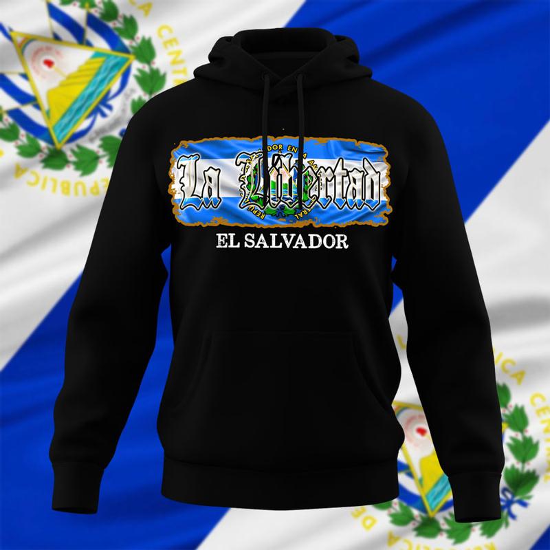 El Salvador States Design Black Hoodie