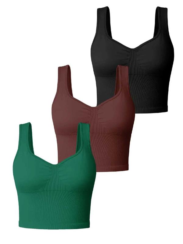 Women's Solid Ruched Sports Vest, Casual Sleeveless Sweetheart Neck Sports Top for Yoga Gym, Summer Clothes, Ladies Sportswear for All Seasons