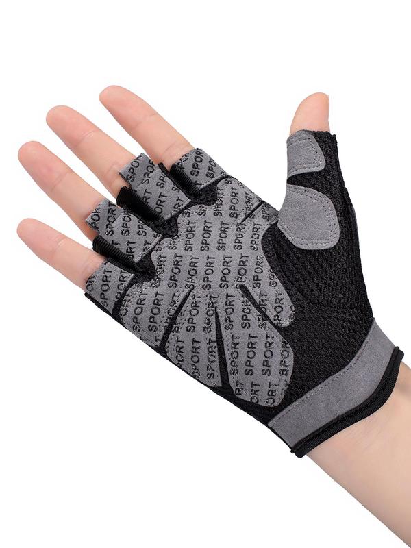 Hollow out Design Half Finger Gloves, 1 Pair Breathable Sports Gloves, Fitness Gloves for Men & Women