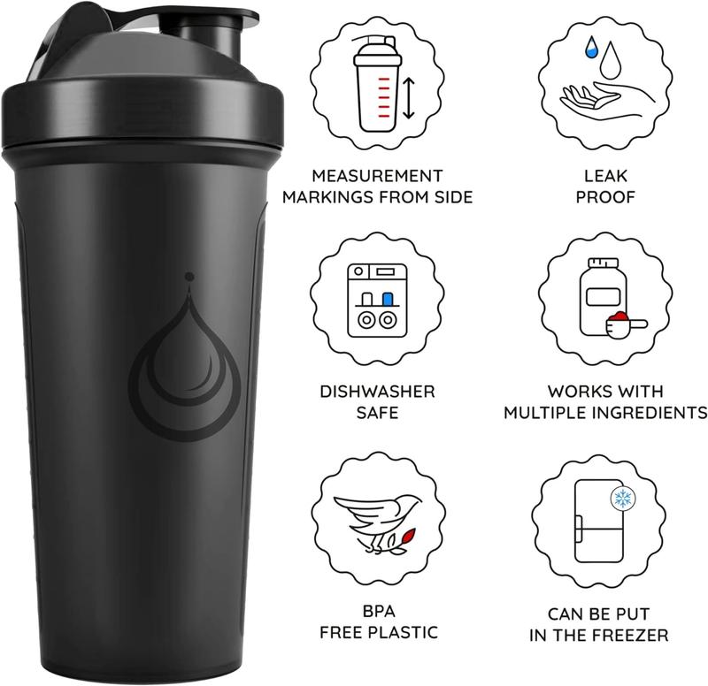 -6 PACK- Shaker Bottles for Protein Mixes |  & Dishwasher Safe | 6 Large 24 oz protein shaker bottle | Shaker Cups for protein shakes | Blender Shaker Bottle Pack