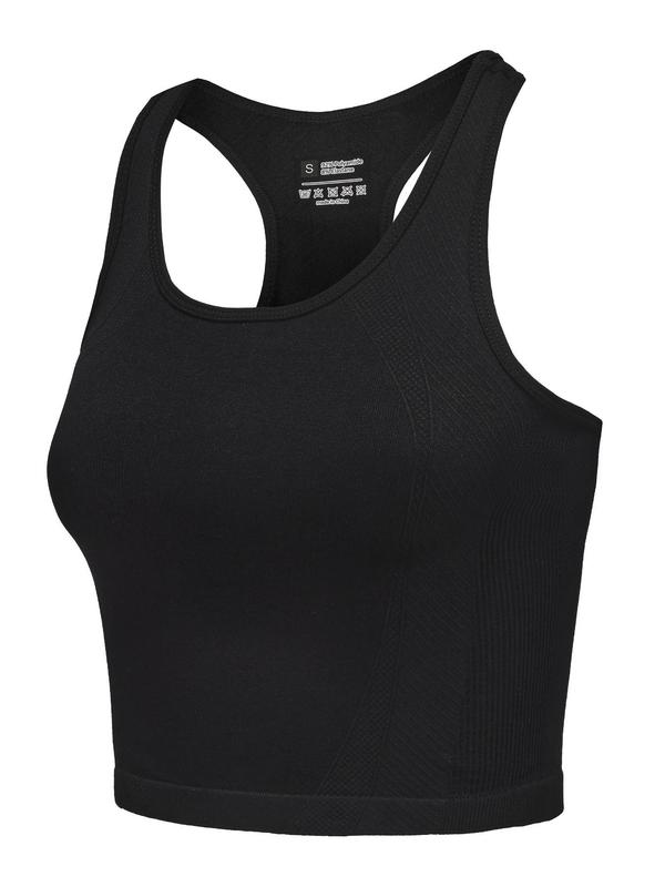 Women's Solid Scoop Neck Sports Vest, Sporty Sleeveless Tank Top for Yoga Gym Workout, Ladies Sportswear for All Seasons